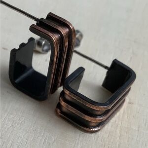 New vintage copper rectangular wide hoop earrings